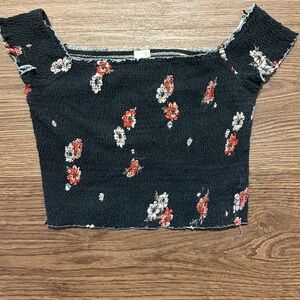 Garage Black Floral Crop Top